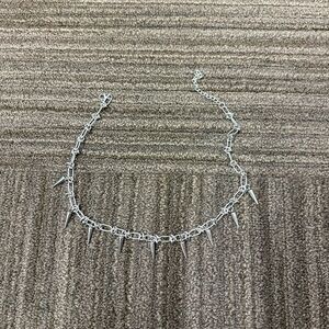Silver-tone Chunky Chain Spike Choker, Emo Punk Grunge Necklace, Goth Y2k
